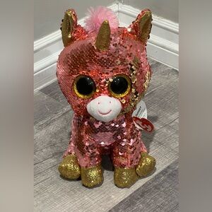 TY Flippables Sequin Plush - SUNSET the‎ Unicorn (Medium Size - 10" Plus)